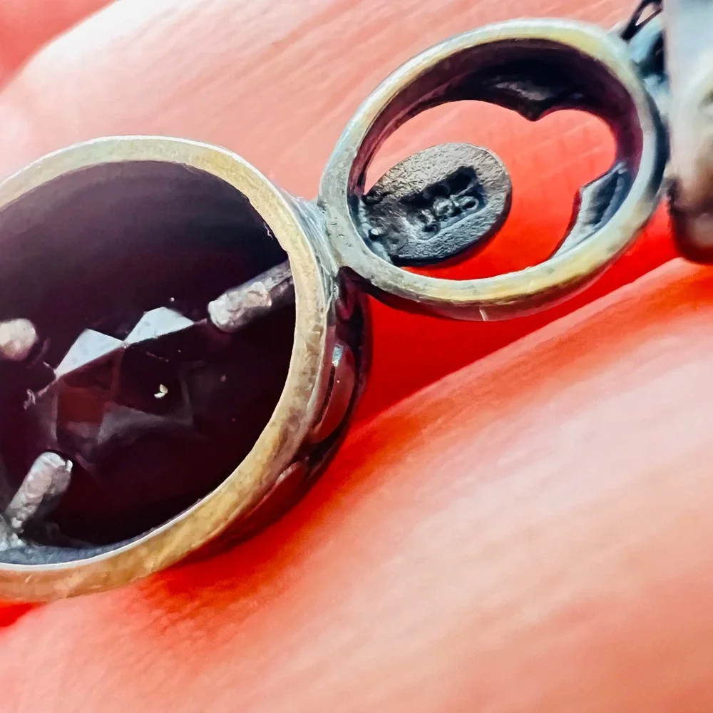 Sterling SilverDark Red Garnet Necklace and Earring Set